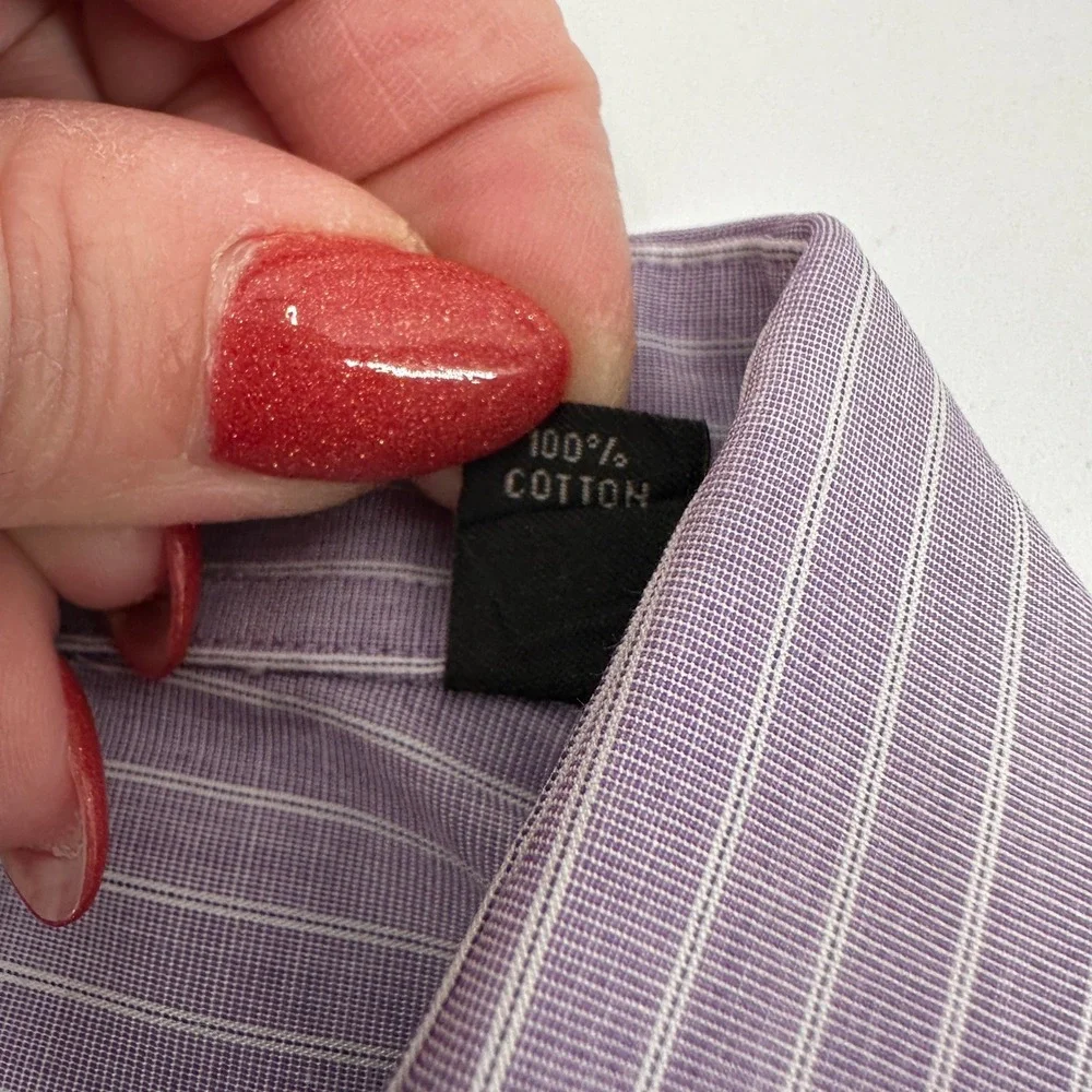 John Varvatos USA Mens Purple Stripe Slim Fit Dress Shirt‎ Button Down 16 1/2 34